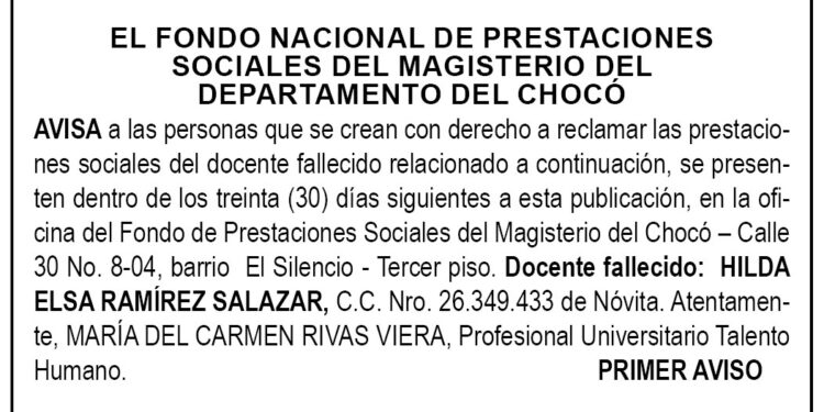 Edicto 1er. aviso Hilda Elsa Ramírez Salazar