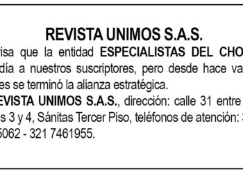 Revista Unimos S.A.S. avisa