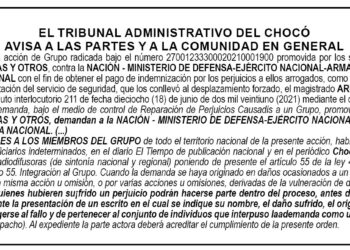 Tribunal Administrativo del Chocó admite Acción de Grupo