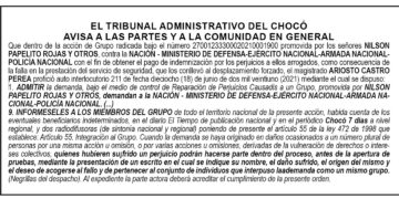 Tribunal Administrativo del Chocó admite Acción de Grupo
