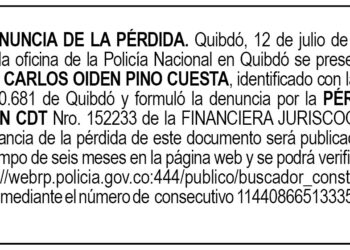Pérdida CDT. Carlos Oiden Pino Cuesta