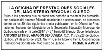 Edicto 1er. aviso Antonio Ettihel Aragón Sepúlveda