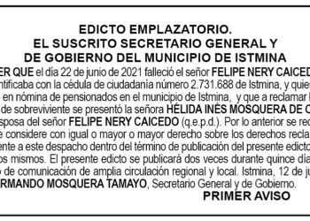 Edicto 1er. aviso Felipe Nery Caicedo