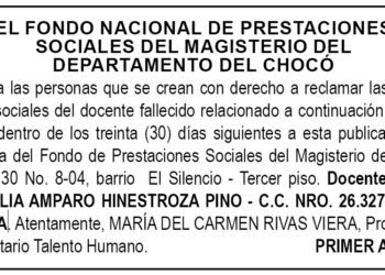 Edicto 1er. aviso Julia Amparo Hinestroza Pino