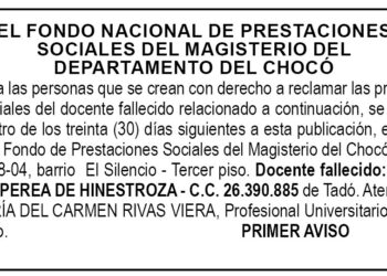 Edicto 1er. aviso Nilse María Perea de Hinestroza