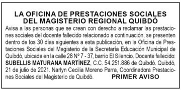 Edicto 1er. aviso Subellis Maturana Martínez