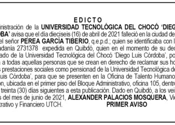 Edicto 1er. aviso Tiberio Perea García