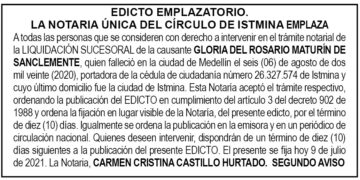 Edicto 2do. aviso Gloria del Rosario Maturín de Sanclemente