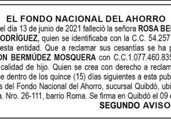 Edicto 2do. aviso Rosa Belén Mosquera Rodríguez