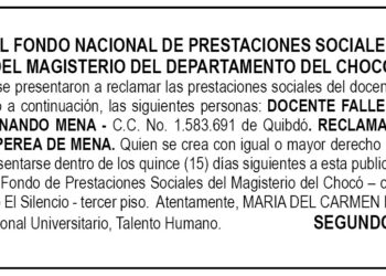 Edicto 2do. aviso Rurico Fernando Mena