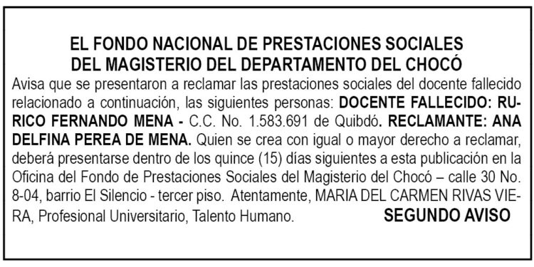 Edicto 2do. aviso Rurico Fernando Mena