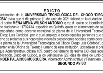 Edicto 2do. aviso Wilson Antonio Mena Mena