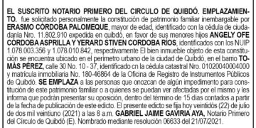 Edicto Erasmo Córdoba Palomeque