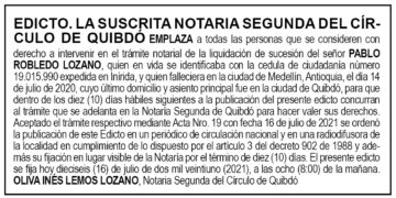 Edicto Pablo Robledo Lozano