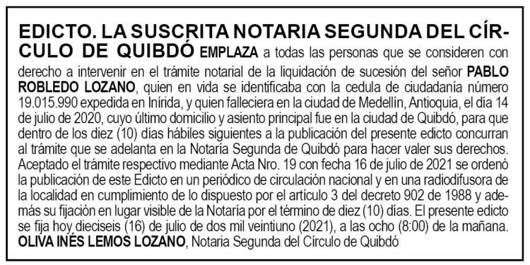 Edicto Pablo Robledo Lozano