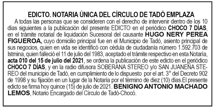 Edicto Hugo Nery Perea Figueroa