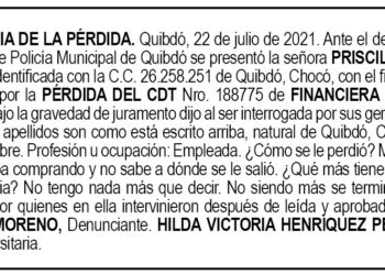Pérdida CDT. Priscila Valoyes Moreno.