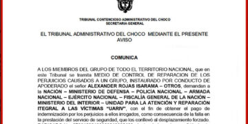 Tribunal Administrativo del Chocó admite demanda de reparación de perjuicios