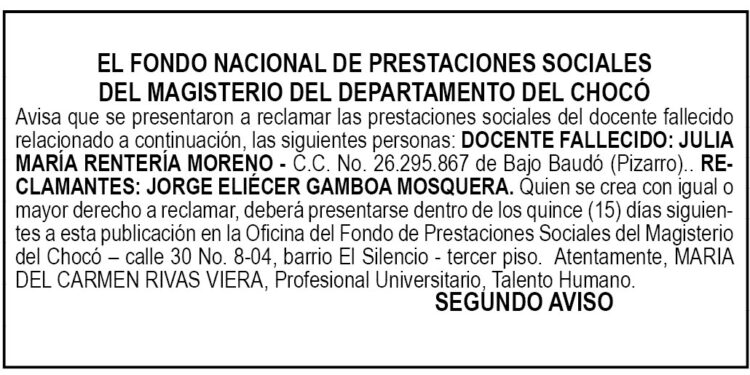 Edicto 2do. aviso Julia María Rentería Moreno