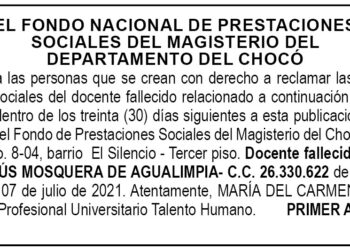 Edicto 1er. aviso Ana de Jesús Mosquera de Agualimpia