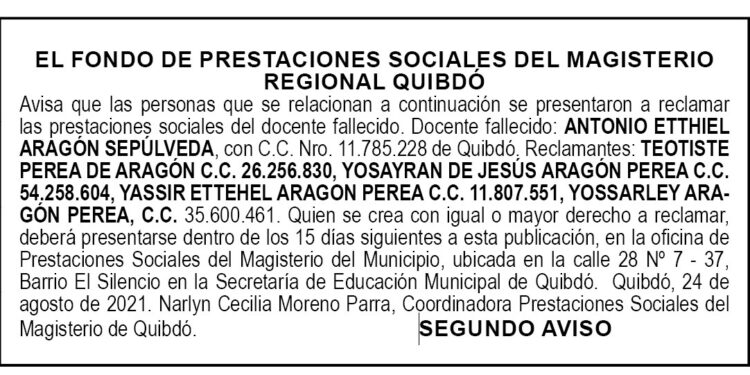 Edicto 2do. aviso Antonio Ettihel Aragón Sepúlveda
