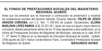 Edicto 2do. aviso Felipe de Jesús Aragón Córdoba