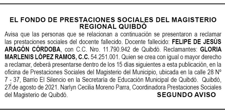 Edicto 2do. aviso Felipe de Jesús Aragón Córdoba