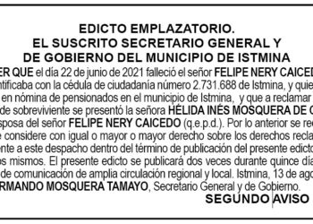 Edicto 2do. aviso Felipe Nery Caicedo