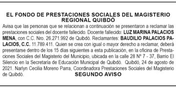 Edicto 2do. aviso Luz Marina Palacios Mena