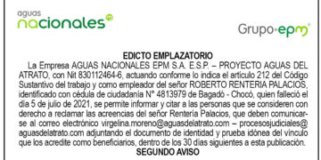 Edicto 2do. aviso Roberto Rentería Palacios