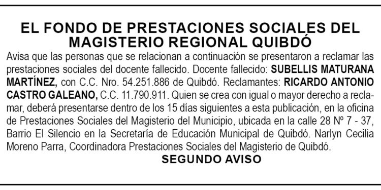 Edicto 2do. aviso Subellis Maturana Martínez