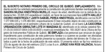 Edicto Sandra Milena Hinestroza Murillo