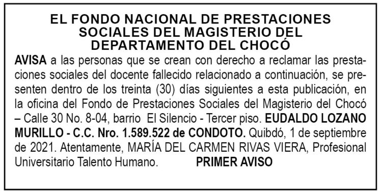 Edicto 1er. aviso Eudaldo Lozano Murillo