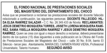 Edicto 2do. aviso Hilda Elsa Ramírez Salazar