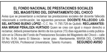 Edicto 2do. aviso Liosel Antonio Bueno López