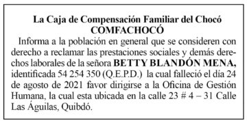 Edicto 1er. aviso Betty Blandón Mena