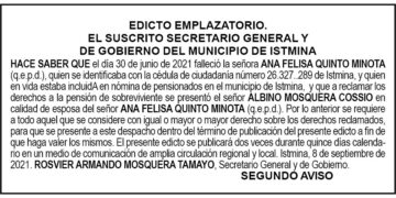 Edicto 2do. aviso Ana Felisa Quinto Minota