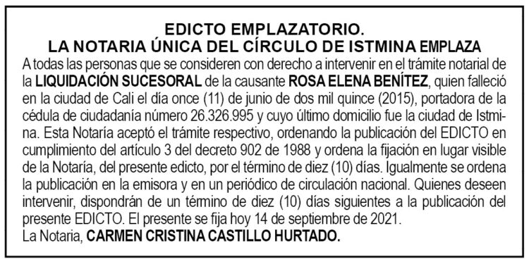 Edicto Rosa Elena Benítez