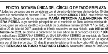 Edicto María Petrona Alejandrina Mosquera Perea