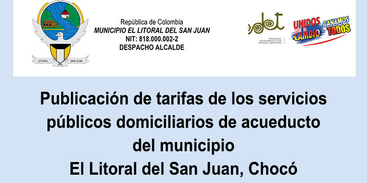 Tarifas de acueducto en el Litoral del San Juan, Chocó