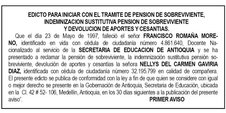 Edicto 1er. aviso Francisco Romaña Moreno