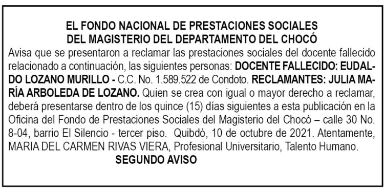 Edicto 2do. aviso Eudaldo Lozano Murillo