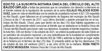 Edicto Eulalio Palacios Rodríguez