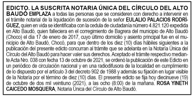 Edicto Eulalio Palacios Rodríguez