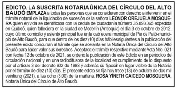 Edicto Leonor Orejuela Mosquera
