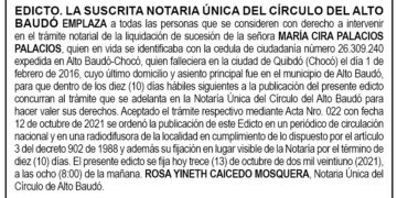 Edicto María Cira Palacios Palacios