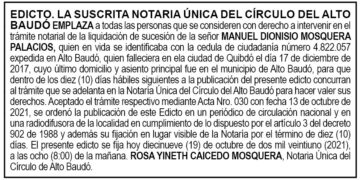 Edicto Manuel Dionisio Mosquera Palacios