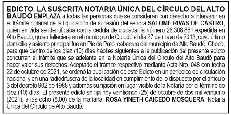 Edicto Salomé Rivas de Castro