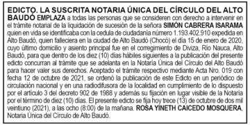 Edicto Simón Cabrera Isarama