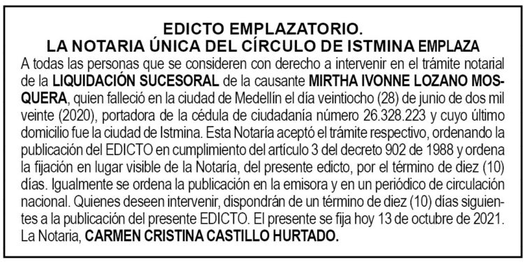 Edicto Mirtha Ivonne Lozano Mosquera
